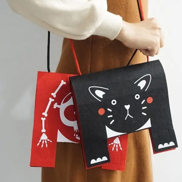 Bags Manufacturer Red Black Promotion Cartoon Shoulder Bags Candy Pouches Halloween Bag For Children