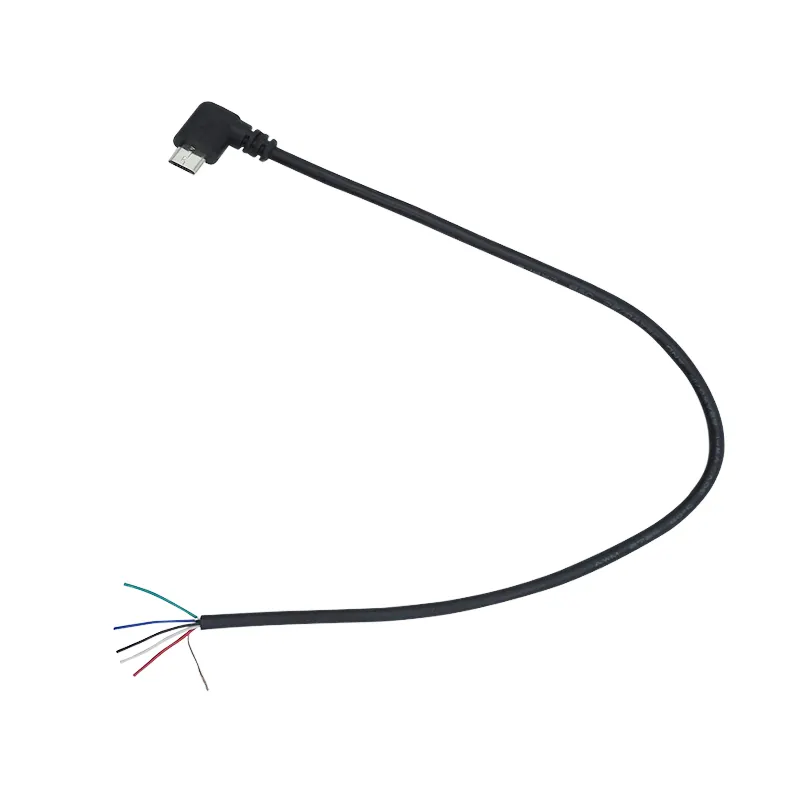 Supporta il produttore personalizzato di alta qualità USB 2.0 5 fili ricarica rapida angolo sinistro destro dati da 90 gradi micro b per aprire il cavo usb