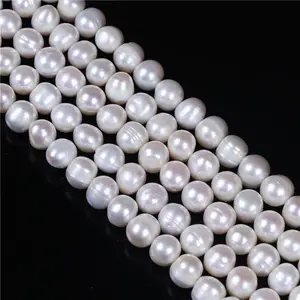 B Grade 8-9mm High Quality Potato shape white freshwater pearl 16 inch strand