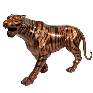 Ngoài Trời Kích Thước Cuộc Sống Bronze Tiger Điêu Khắc Kim Loại Động Vật Hoang Dã Tượng Động Vật