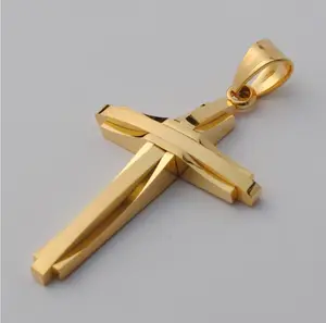 Unique Silver Gold Black Plated Wholesale 316L Stainless Steel Cross Pendant