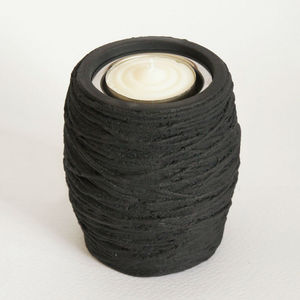 <b>Black</b> concrete cylinder yarn tealight <b>holder</b> - Product Image 1