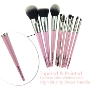 Set di 10 Pennelli da Trucco in Alluminio Lucido Rosa, Personalizzabili con il Tuo Marchio, Ideali per Viaggi, in Confezione da 10 Pezzi - Product Image 4