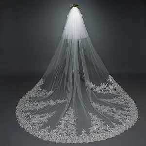 TS17101 2019 new design tulle long veils wedding cathedral long lace veil