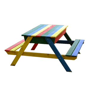 Colorful Wooden Picnic <strong>Table</strong> With Sandpit - Product Image 1