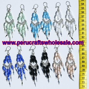 Pendientes de gota de moda peruana étnicos hechos a mano perlas de colores joyería de moda al por mayor - Product Image 2