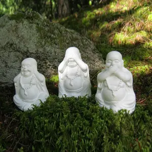中国の手彫り天然石バベイ仏像大理石の小さな僧侶の彫刻庭用