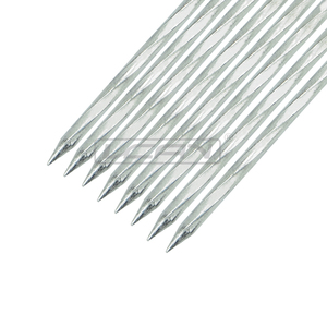 12 UNIDS antiadherente Diseño de Giro de Metal <span class=keywords><strong>Barbacoa</strong></span> Pinchos <span class=keywords><strong>Set</strong></span> Mango de Madera - Product Image 3