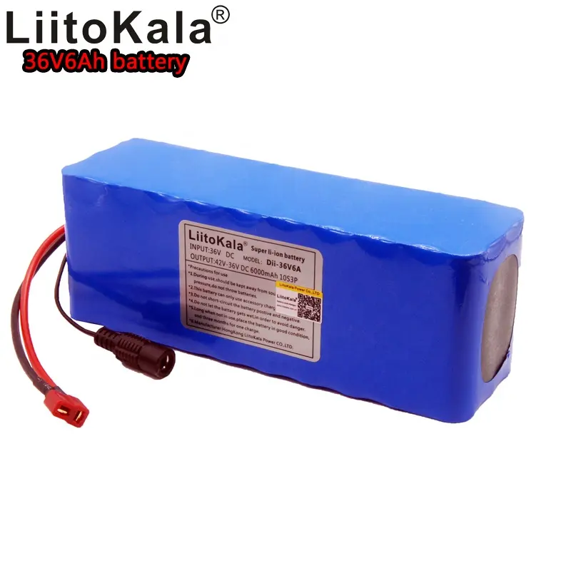 LiitoKala 36v6ah electric bicycle lithium ion battery 18650 6000mAh 10S3P large capacity battery pack bms 500W overcurrent