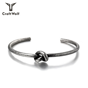 Craft Wolf <span class=keywords><strong>Fashion</strong></span> donna uomo gioielli in acciaio inossidabile Truelove Knot Cuff coppia bracciale Bangle On Wedding - Product Image 2
