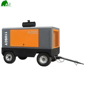 8bar/10bar Rendah/Tekanan Menengah Empat Roda Diesel Portable Screw Air Compressor