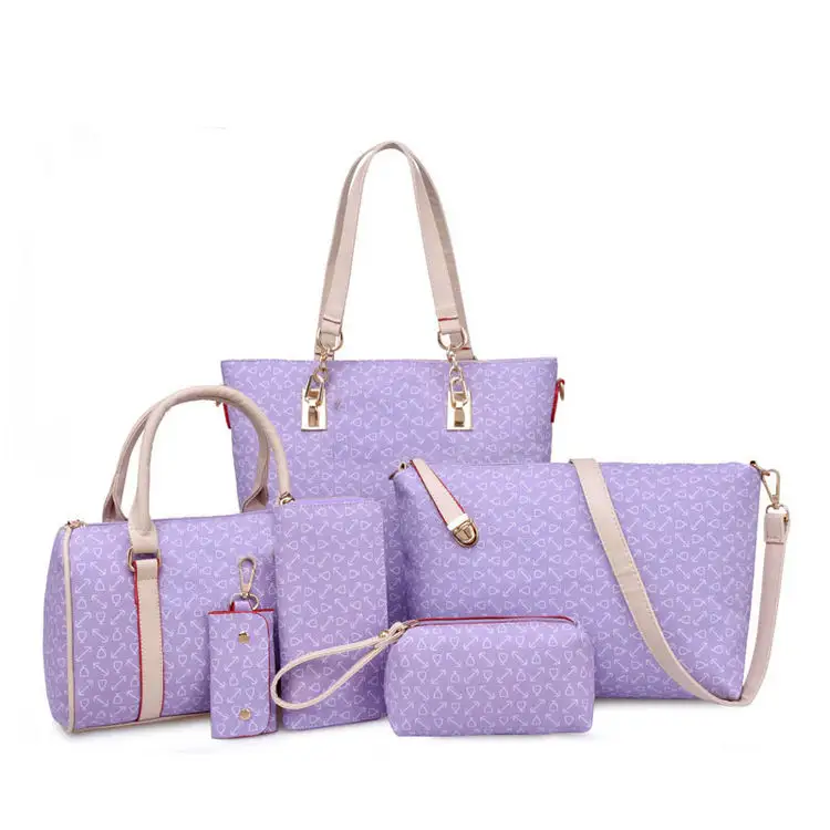 Bolsas الفقرة داما حقيبة نسائية صغيرة حقيبة حقائب نسائية 6 قطعة المرأة مجموعة حقائب يد مع أسعار الجملة