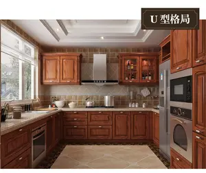 Luxury Classic Style Solid Cherry Wood Walnut Red Oak Kitchen Cabinets