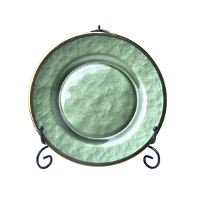 Piatto Decorativo Ecologico per Matrimoni in <span class=keywords><strong>Vetro</strong></span> Verde con Bordo Dorato Inciso - Product Image 3