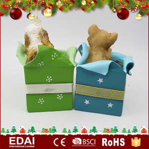 Colorido Navidad ornamentos animales 2 surtidos estatuas polyresin perro en <span class=keywords><strong>la</strong></span> hermosa caja <span class=keywords><strong>de</strong></span> regalo - Product Image 4