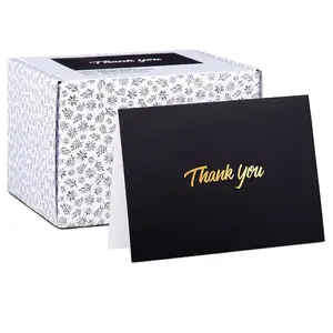 100 Pacote de massa atacado personalizado cartão de agradecimento para o casamento ou aniversário de ouro estampada