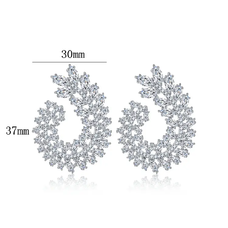 Onier High quality Luxury Dubai diamond earrings white gold brazil jewelry earrings for party