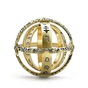 Немецкое серебряное винтажное космическое кольцо на палец, складное астрономическое сферическое кольцо с шариком