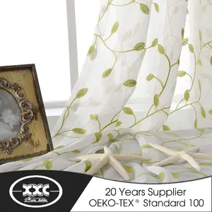 20 ans rideau. fournisseur de haute qualité chinois hot vente pure organza lin tissu rideau en broderie voile