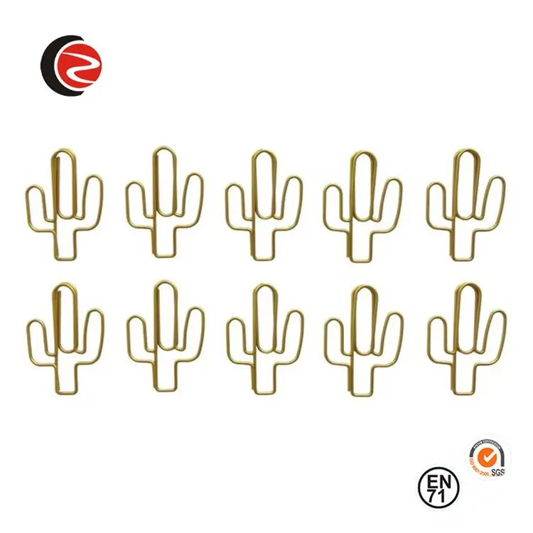 Goud Cactus Vorm Paperclips Grappige Kawaii Bookmark Kantoor School Briefpapier