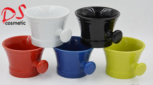 黑色陶瓷剃须碗，带手柄，用于湿剃须，剃须杯 - Product Image 6