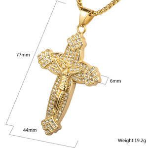 Marlary 고품질 스테인레스 스틸 CZ 패션 예수 그리스도 크로스 인형 펜던트 목걸이 - Product Image 2