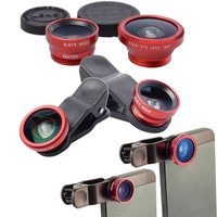 Clip universel 3 en 1 sur Fish Eye Macro grand Angle kit de caméra d'objectif de téléphone portable pour iPhone samsung HTC LG