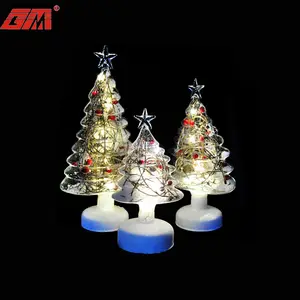 热卖 LED 定制暖白色水银便宜玻璃圣诞树与分支内