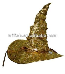 <span class=keywords><strong>Chapeau</strong></span> de <span class=keywords><strong>sorcier</strong></span>/witch doré en peluche pour fête d'Halloween MH-0739 - Product Image 3