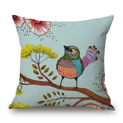 Nouvelles Peintures Oiseaux Housse De Coussin Taie d'oreiller Coton Lin Canapé Voiture Décor À La Maison, Dernière Conception Housse De Coussin Jacquard/