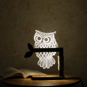 एलईडी के लिए लकड़ी उल्लू 3D Nightlight दृश्य रात रोशनी का नेतृत्व किया घर के लिए डेस्क रात को प्रकाश बच्चे उपहार यूएसबी टेबल लैंप nightlight - Product Image 2