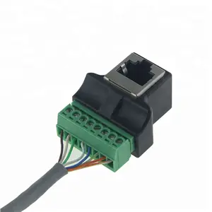 Emi-protegido rj45 8p8c soquete fêmea, jack para 8 pinos parafuso, adaptador de bloco de terminal para sistemas de câmera cctv computador