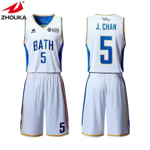 Sesuaikan Jersey Basket Desain Polos Putih Baru Anda Sendiri, Seragam Basket Murah Reversibel Anak Muda