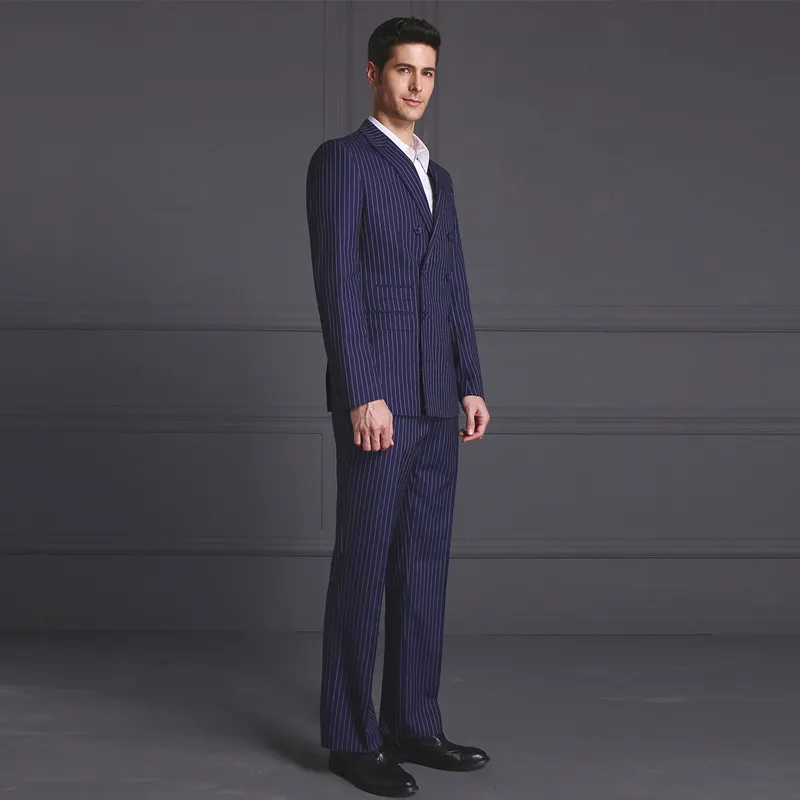 British style blazer striped suit men double breasted suits
