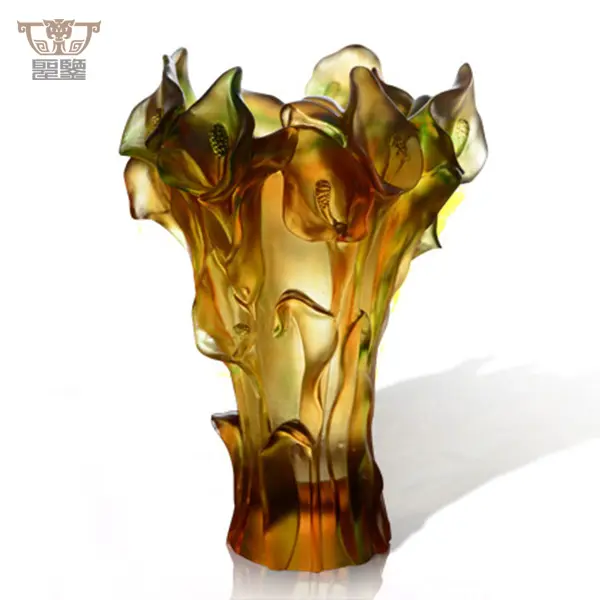 Northern Europe Luxury Crystal Christmas Callalily Flower Vase Home Decoration Wedding Table Centrep