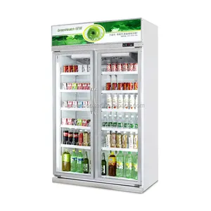 Comercial Frigorífico Bebidas Frigorífico Showcase 2 Portas De Vidro Gabinete De Exibição Bebidas Refrigerador