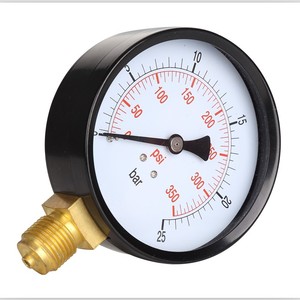 Hoge kwaliteit 40mm 50mm 60mm 100mm black iron case <span class=keywords><strong>brass</strong></span> <span class=keywords><strong>connection</strong></span> 0-25bar droog radiale manometer - Product Image 3