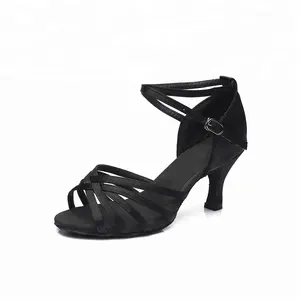 HROYL 802 블랙 여성 볼룸 라틴 댄스 신발