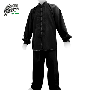 Costume Tradizionale Cinese Nero per Kung Fu in Tessuto Salutare 100% Cotone Durevole Unisex per Adulti - Product Image 3