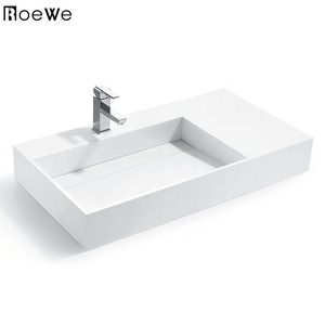 Wallhang controsoffitto lavaggio <span class=keywords><strong>a</strong></span> mano bacino di pietra artificiale bagno di lavaggio di superficie solida lavello opaco resina <span class=keywords><strong>lavabo</strong></span> in pietra - Product Image 1