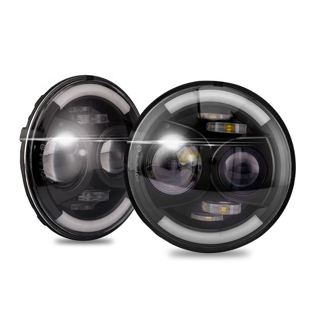 Factory Oem Headlights Assembly 40w Auto Projector Lens Hi-lo Beam Led Headlights Bulb Haley Flashing Light Led Round Headlights