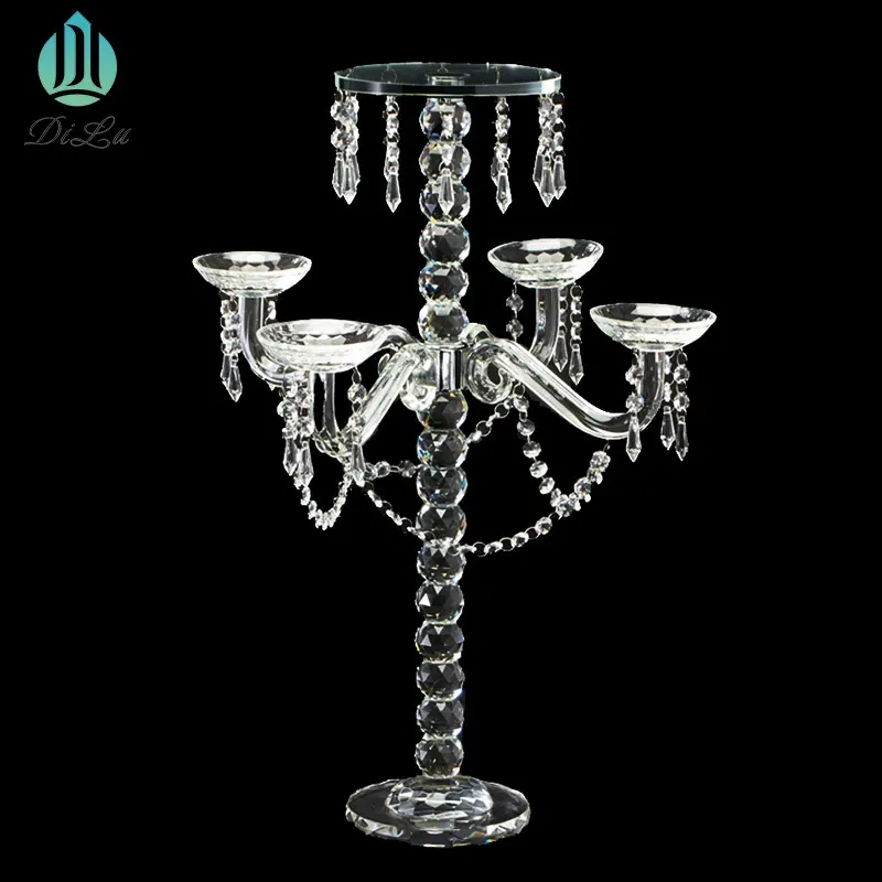 Tempat Lilin Kristal Badai Pernikahan Tinggi Dudukan Bunga Kristal Dekorasi Tengah Meja Pernikahan Candelabra