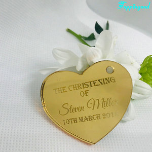 Etiquetas de <span class=keywords><strong>Regalo</strong></span> Acrílicas Personalizadas en Forma de Corazón para Recuerdos de <span class=keywords><strong>Bautizo</strong></span> - Product Image 4