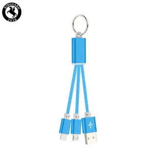 נייד קלוע 2 ב 1 טעינת כבל keychain נתונים כבל keyring usb כבל עבור טלפון