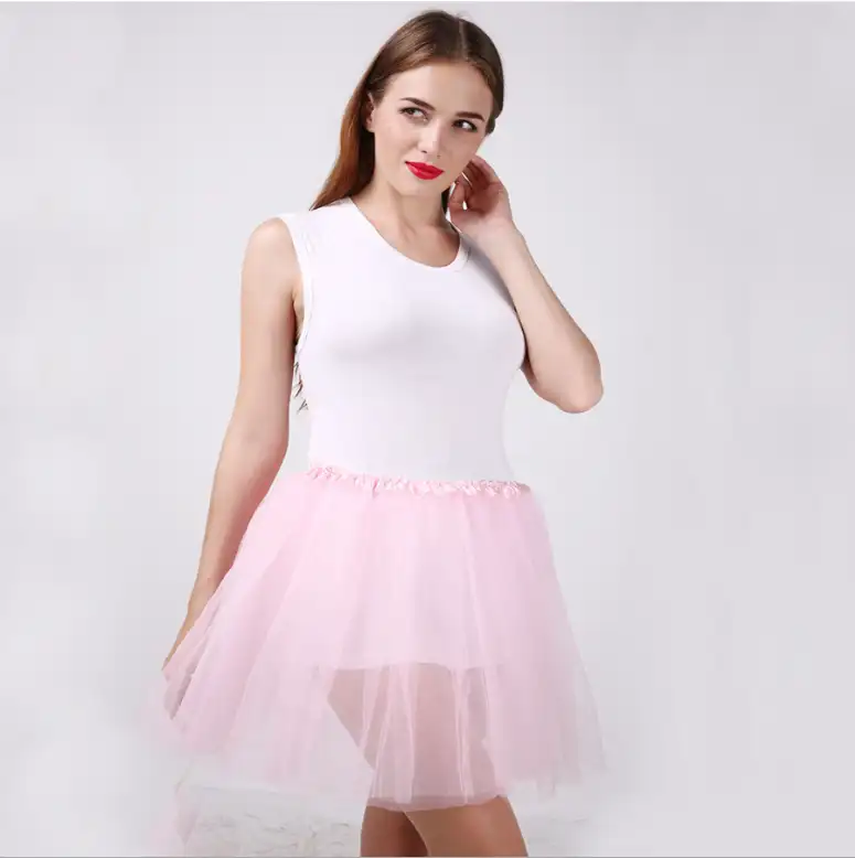 Women Fashion Tulle 40cm Long Red Pink Fluffy Adult Tutu Skirts