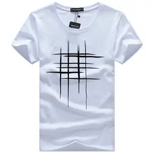 Men's T-Shirts Summer Short Sleeve t shirt men Simple creative design line cross Print cotton Brand shirts Men