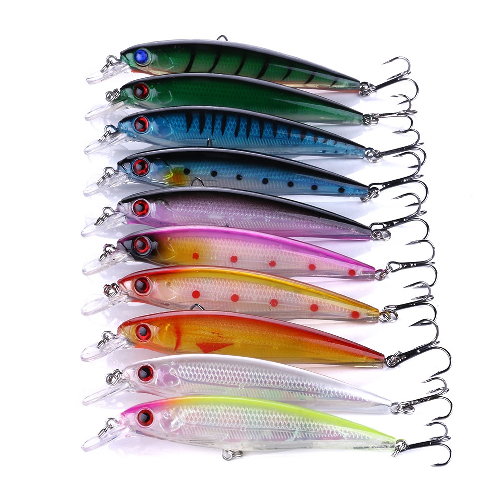 Hengjia Minnow bas yüzer sert balıkçılık cazibesi 11CM 13.4G olta takımı