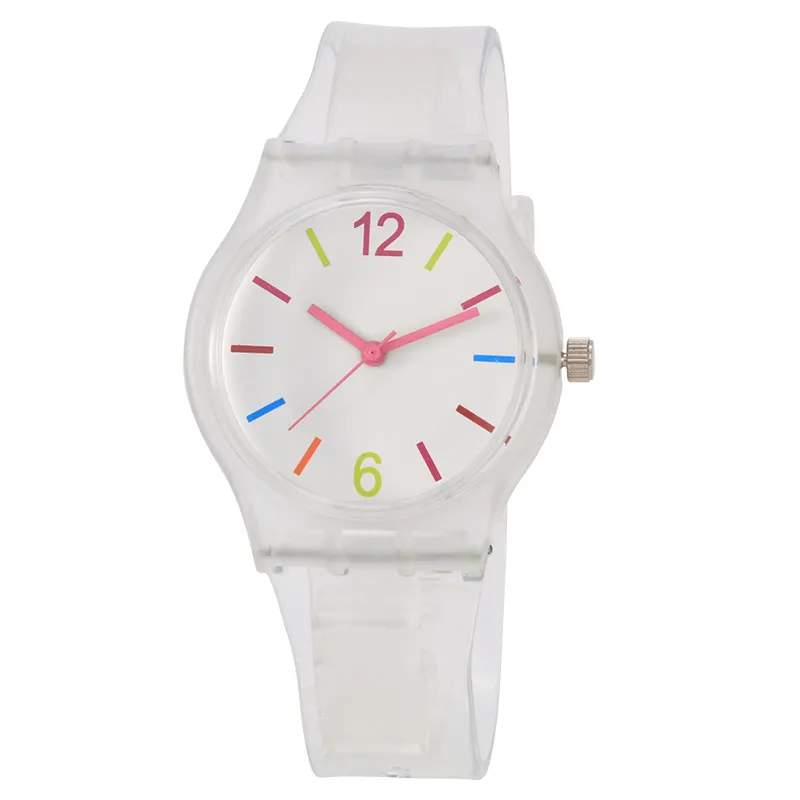 Custom Made White Teenager Kids Sport Wrist Plastic Watches With Logo Manufacturer
