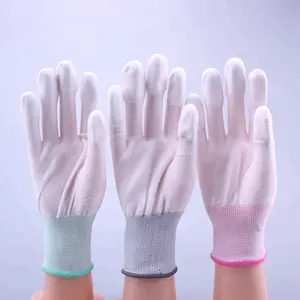 Прямые продажи с фабрики, вязаные нейлоновые Полиуретановые Антистатические перчатки с покрытием пальцами для безопасности рук