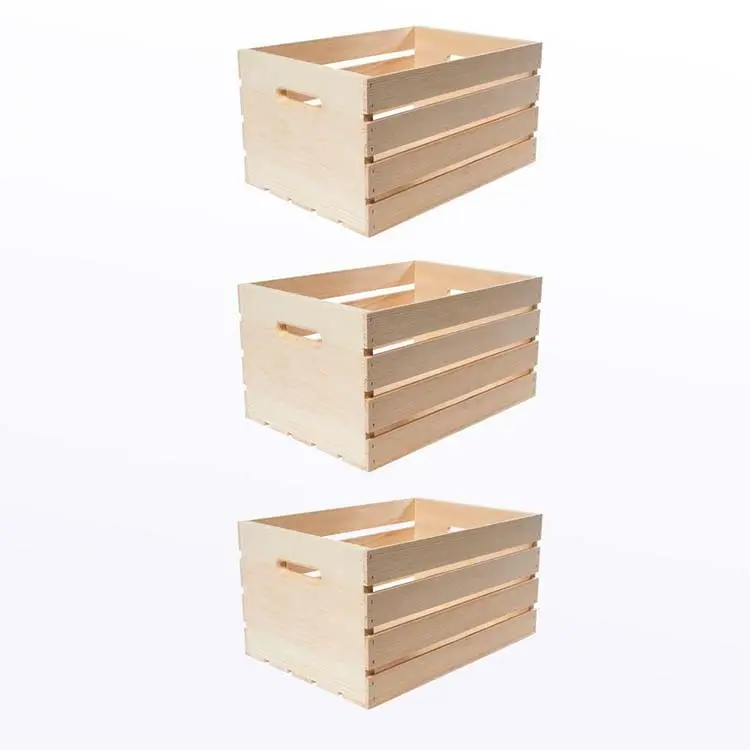 Casse di legno 12.0 "D x 9.50" H x 18.0 "grandi casse di legno non finite con manici (confezione da 3)